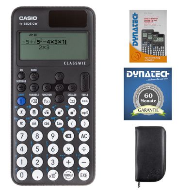 Casio FX-85 DE CW mit schwarzer Tasche, Arbeitsbuch und Garantie (Gr. Taschenrechner)