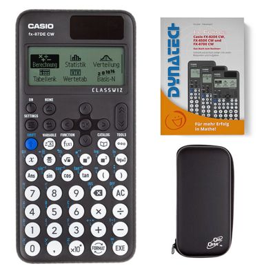 Casio FX-87 DE CW mit CalcCase-Schutztasche und Arbeitsbuch (Gr. Taschenrechner)