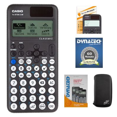 Casio FX-87 DE CW mit CalcCase-Schutztasche, Schutzfolie, Arbeitsbuch, Garantie