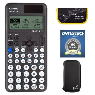 Casio FX-87 DE CW mit CalcCase-Schutztasche, Zirkelset gelb und Garantie