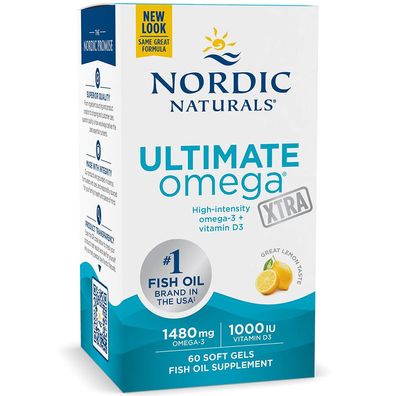 Nordic Naturals, Ultimate Omega Xtra, 1480 mg Omega-3 plus 1000 IU D3, Zitrone, ...