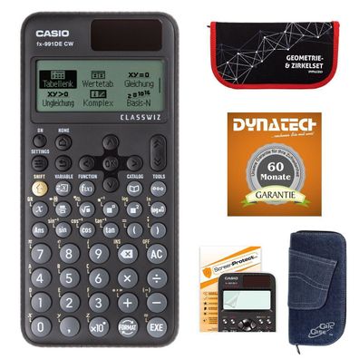 Casio FX-991 DE CW + Jeans-Tasche dunkelblau, irkelset rot, chutzfolie, arantie