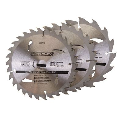 Hartmetall Kreissägeblätter Set 150 x 20 mm mit 16, 24 und 30 Zähnen