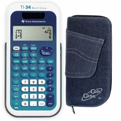 TI-34 Multiview und CalcCase Tiny MV-Schutztasche Jeans-Dunkel (Gr. Taschenrechner)