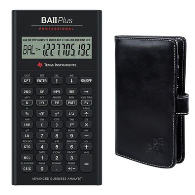 TI-BA II Plus Pro mit edler schwarzer Tasche exklusiv von CalcCase