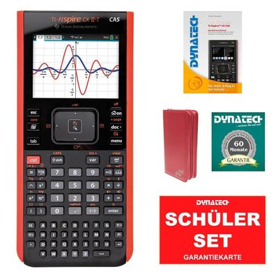 Taschenrechner TI NSP CX II T CAS + Schutztasche Rot + Handbuch + Garantie Set