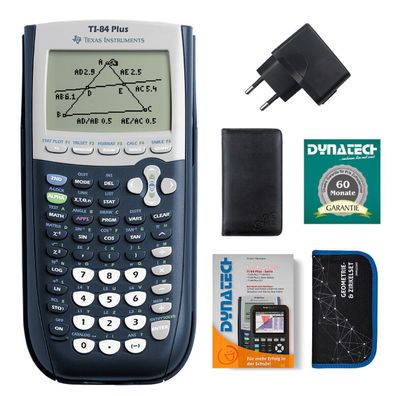 TI-84 Plus mit Schutztasche, Zirkel, USB-Ladegerät, Arbeitsbuch, Garantie 60M