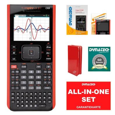 Taschenrechner TI NSP CX II T CAS + Schutztasche Rot + Schutzfolie + Buch Set