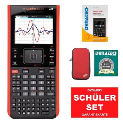 Taschenrechner TI NSP CX II T CAS + Schutztasche Rot + Handbuch Garantie Set