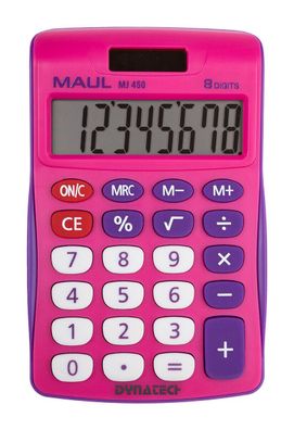 MAUL Tischrechner MJ 450 / 8 stellen / Pink / Batterie- und Solarbetrieb