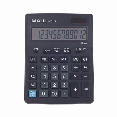 MAUL Tischrechner MXL 12 / 12 stellen / Solar- und Batteriebetrieb / Schwarz