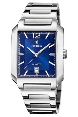 Festina Herrenuhr Rechteckig Stahl/Blau F20677/3