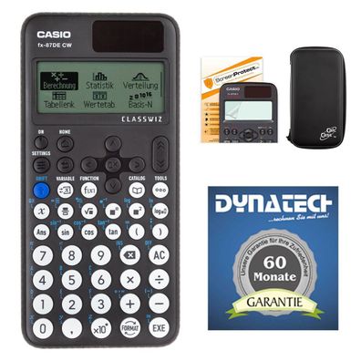 Casio FX-87 DE CW mit CalcCase-Schutztasche, Schutzfolie und Garantie