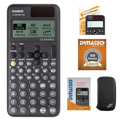 Casio FX-991 DE CW mit CalcCase-Schutztasche, Schutzfolie, Buch, Garantie