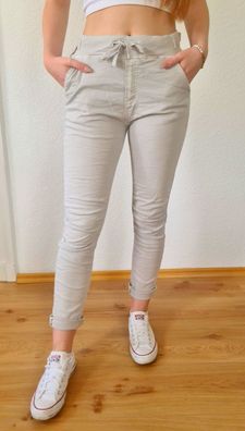 Melly & Co Hose Jogger Jeans Jogpant 8139-85 Denim Stretch Creme Gr. XS-XL