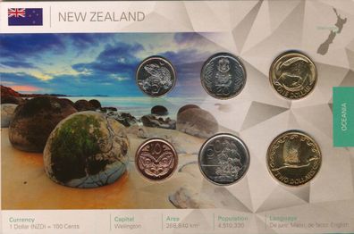 Neuseeland Kursmünzenset verschweisst in Karte*
