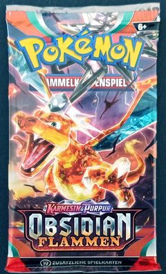 Pokémon Sammelkartenspiel - 1 x Booster Packung - Glurak Artwork - Obsidian Flammen -
