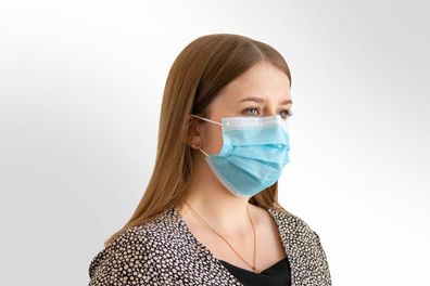 Mund- und Nasen-Maske / Behelfsmaske blau 25er (Gr. Standardgröße)