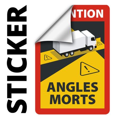 Angles Morts - Toter Winkel - Schild sk A5, 10 Stk ablösbar für LKW- Sattelzug