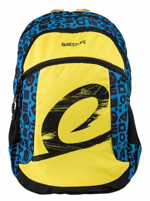 Rucksack BestLife Schulrucksack Laptop Schultasche 15,6 Zoll Backpack gelb blau