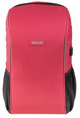 Bestlife Relleu TravelSafe Rucksack für Laptop bis 15,6 Zoll USB rot