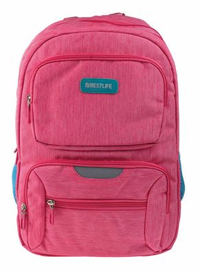 BestLife Schulrucksack für Laptop und Tablet bis 15,6 Zoll pink / blau
