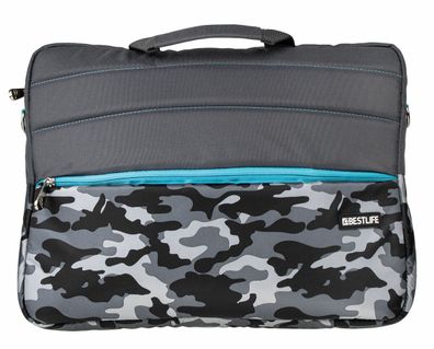 BestLife Umhänge-Tasche Soft für Laptop bis 15,6 Zoll grau Camouflage