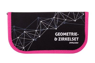 DynaTech Geometrie- und Zirkel-Set (12-teilig) Reißverschluss- Etui pink