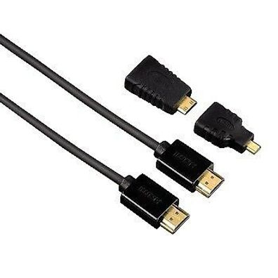 Hama High Speed HDMI-Kabel 1,5m + 2HDMI Adapter (Mini + Micro), Ethernet