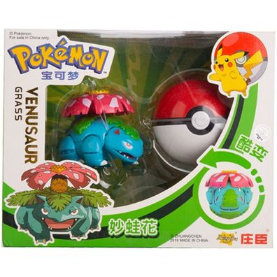 Bisaflor Pokéball Poké Balls Sammler Spielzeug Figur mit Pokeball Pokemon Pokeballs
