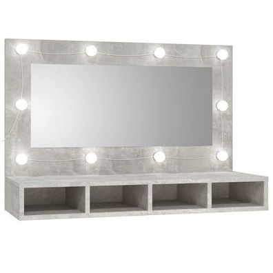 Spiegelschrank mit LED Betongrau 90x31,5x62 cm