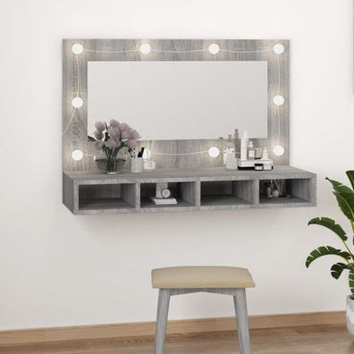 Spiegelschrank mit LED Grau Sonoma 90x31,5x62 cm