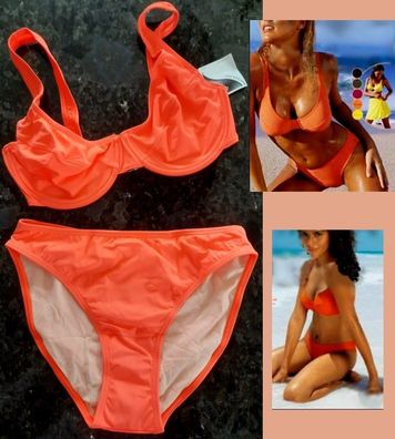 Sexy Miss Damen Girly Bikini Top Slip Beach Time 36 38 C D peach Orange NEU