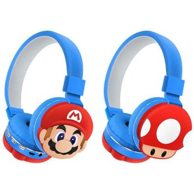 MARIO & TOAD Bluetooth-Kopfhörer - Super Mario Bros. Blaue Mario Bluetooth Kopfhörer