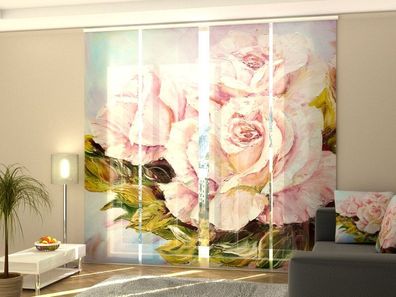 Foto-Schiebegardine Rose gemalt, Flächenvorhang mit Motiv, Fotodruck, auf Maß