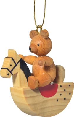 KWO - Baumbehang Teddy auf Schaukelpferd, Holzkunst, 5cm