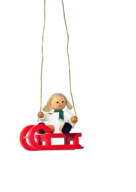 KWO - Baumbehang Puppe auf Schlitten, Holzkunst, 5cm