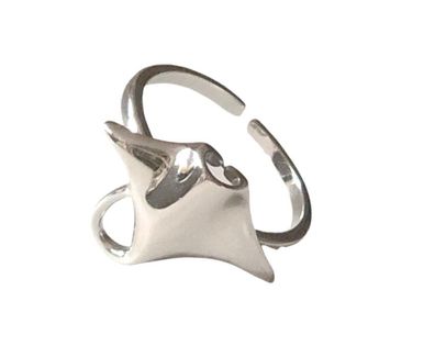 Manta Rochen Ring Miniblings Fingerring Mantarochen 925er Echtsilber verstellbar