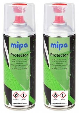 2x Mipa Protector 2K Spray schwarz matt 400ml inkl. Härter Beschichtung Lack