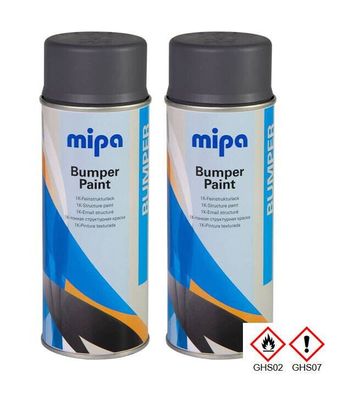 2x Mipa Bumper Paint Spray 400ml schwarz Stoßstangenlack Strukturbeschichtung