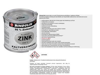 Bindulin Flüssig Zink 250ml Silber Zink Farbe Ausbesserung Kaltverzinkung