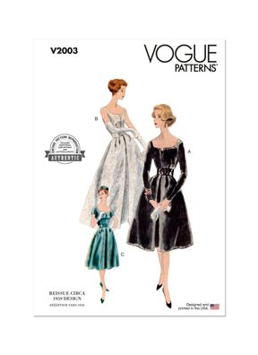 VOGUE Vintage Schnittmuster V2003 Kleid + Petticoat, Gr. 32-40/42-50, 6-14/16 -24