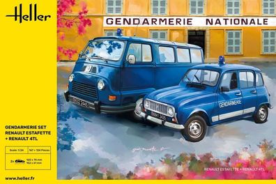 Heller 1:24 Gendarmerie Set Renault Estafette + Renault 4TL