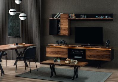 Luxuriöse Wohnzimmer Wohnwand Wandschrank TV-Ständer Couchtisch 3tlg