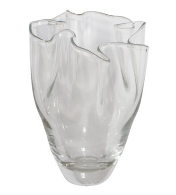 Transparente Glasvase mit Wellenöffnung - Blumenvase Vase Exquisites Design, H 27 cm