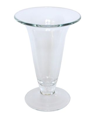 Glasvase Vase mit Fuß H 24,5 cm Blumenvase oben breit zulaufend aus Glas transparent