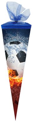 Nestler Schultüte 35cm rund Tüllverschluss mit Textilborte "Fußball 2017"