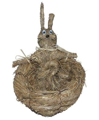 Dekofigur Deko Figur Tierfigur Hase als Dekokorb H 18 cm aus Heu Naturmaterial