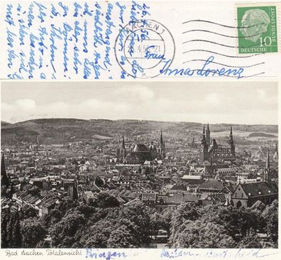 AK Bad Aachen Totalansicht von 1956 s/ w