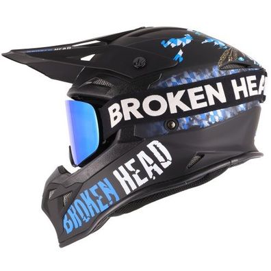 Broken Head Crosshelm Bavarian Patriot MX-2 + MX-Brille Struggler Blau